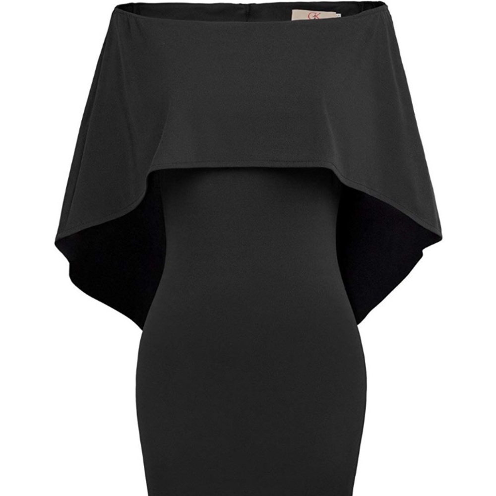 Off the shoulder black fitted stretch dress